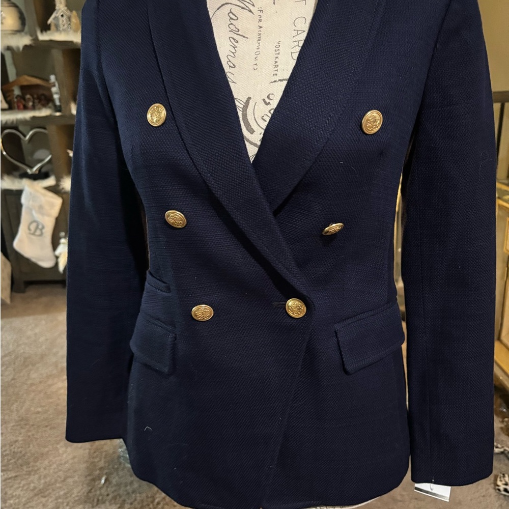 Navy Blue Double-Breasted Women's Blazer